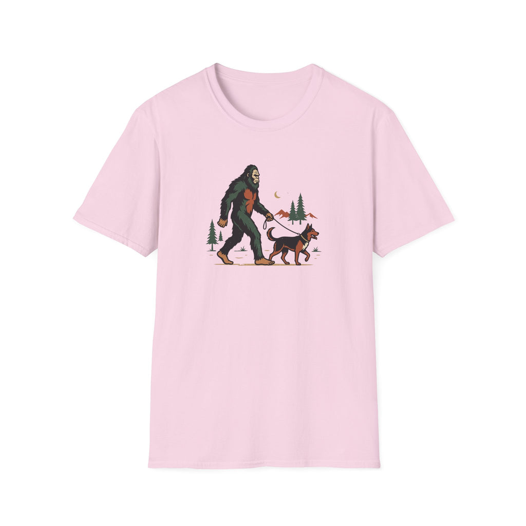 Bigfoot Walking His Dog T-Shirt